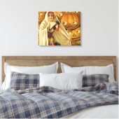 Antique Halloween Kürbislaterne Kostüm Frau Leinwanddruck (Insitu (Schlafzimmer))