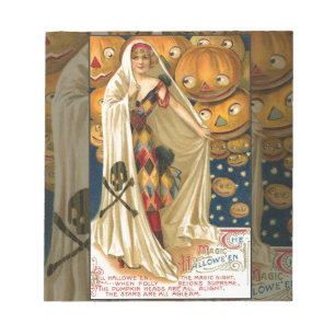 Antique Halloween Kürbislaterne Kostüm Frau Notizblock