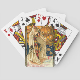 Antique Halloween Kürbislaterne Kostüm Frau Spielkarten