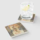 Antique Halloween Kürbislaterne Kostüm Frau Steinuntersetzer (Seitenansicht)