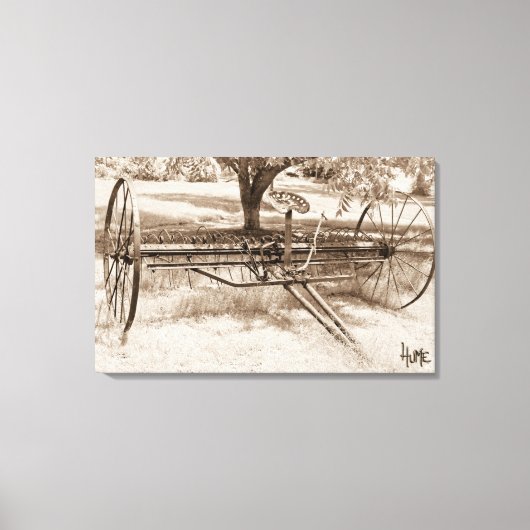 Antique Hay Rake Leinwanddruck (Vorderseite)