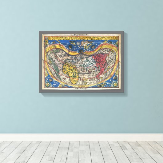 Antique Heart Shaped World Map von Peter Apian 152 Leinwanddruck (Insitu (Holzboden))