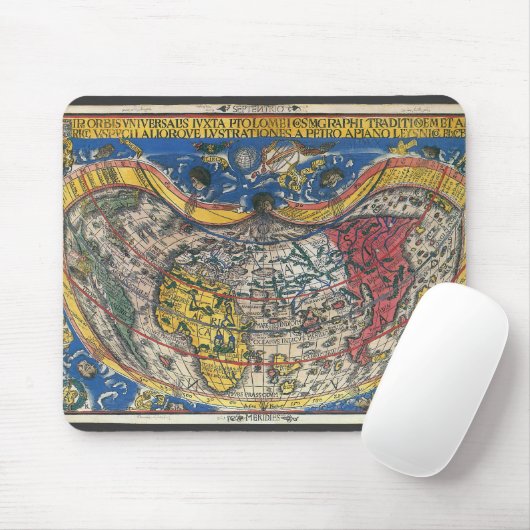 Antique Heart Shaped World Map von Peter Apian 152 Mousepad (Mit Mouse)