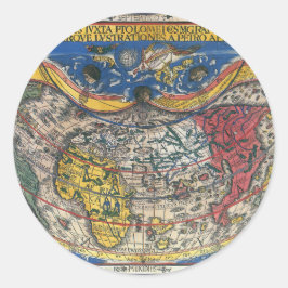 Antique Heart Shaped World Map von Peter Apian 152 Runder Aufkleber