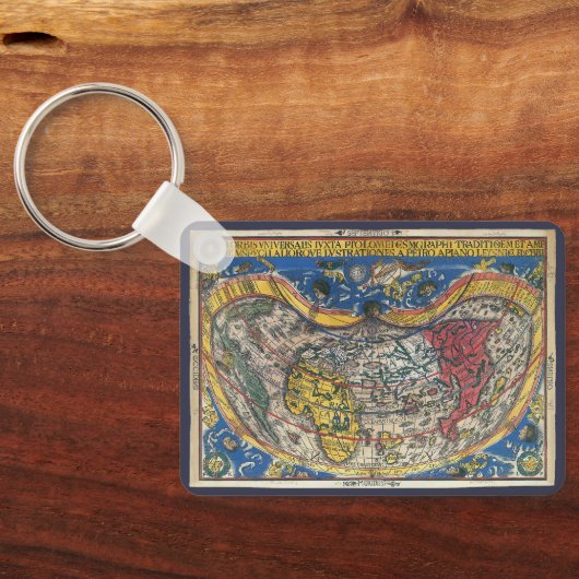 Antique Heart Shaped World Map von Peter Apian 152 Schlüsselanhänger (Rückseite)