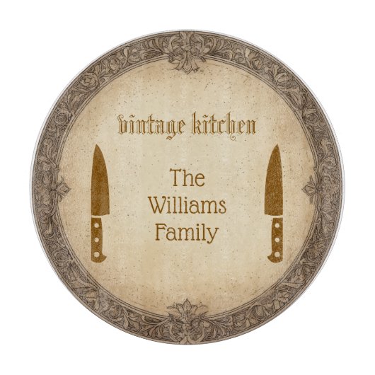 Antique Heirloom Glass Cutting Board Schneidebrett (Vorderseite)