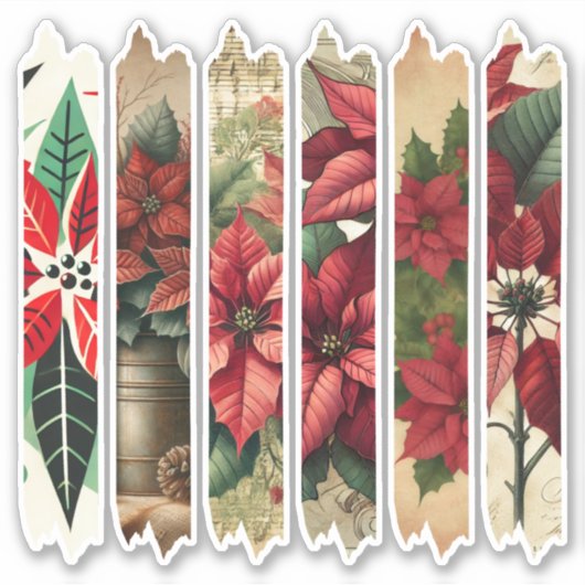 Antique Holiday Poinsettia Washi Tapanner Aufkleber (Vorderseite)