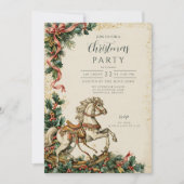 Antique Holiday Rocking Horse Weihnachten Einladung (Vorderseite)