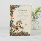 Antique Holiday Rocking Horse Weihnachten Einladung (Stehend Vorderseite)