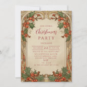 Antique Holly Berry Christmas Einladung (Vorderseite)