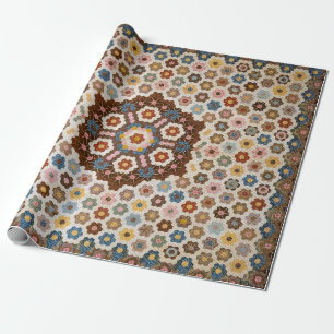 Antique Honeycomb Quilt Pattern - Folk Art Crafty Geschenkpapier