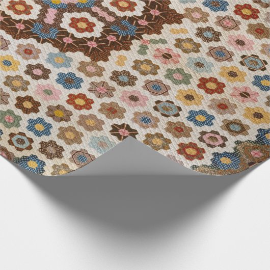 Antique Honeycomb Quilt Pattern - Kunstgewerbe Geschenkpapier (Ecke)