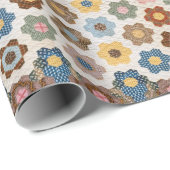 Antique Honeycomb Quilt Pattern - Kunstgewerbe Geschenkpapier (Rolleneckpunkt)