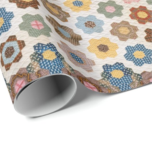 Antique Honeycomb Quilt Pattern - Kunstgewerbe Geschenkpapier (Rolleneckpunkt)