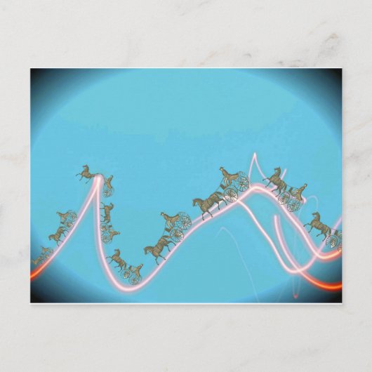 Antique Horse and Buggy 1870 Fantasy Trip on Neon Postkarte (Vorderseite)
