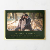 Antique Hunter Green Gold Scroll Mittelalterliche Dreifach Gefaltete Einladung (Cover)