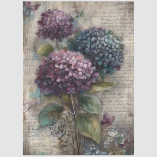 Antique Hydrangea Botanical Art Decoupage Seidenpapier (Vorderseite)