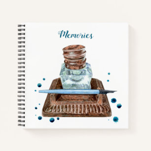 Antique Inkwell Spiral Notebook Notizblock