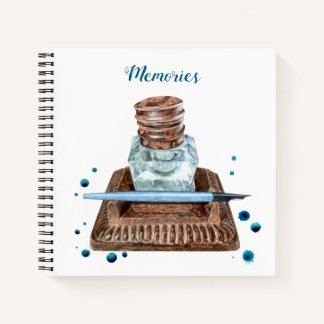 Antique Inkwell Spiral Notebook Notizblock