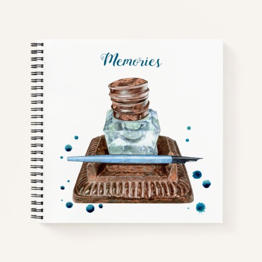 Antique Inkwell Spiral Notebook Notizblock (Vorderseite)