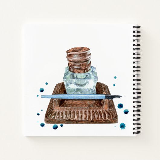 Antique Inkwell Spiral Notebook Notizblock (Rückseite)