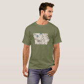 Antique Iowa Shaped Vintag Hawkeye Picture Map T-Shirt (Vorne ganz)