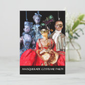 ANTIQUE ITALIENISCHE PUPPETS MASQUERADE COSTUME PA EINLADUNG (Stehend Vorderseite)
