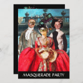 ANTIQUE ITALIENISCHE PUPPETS MASQUERADE COSTUME PA EINLADUNG (Vorne/Hinten)