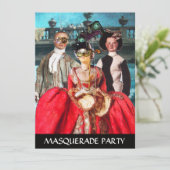 ANTIQUE ITALIENISCHE PUPPETS MASQUERADE COSTUME PA EINLADUNG (Stehend Vorderseite)