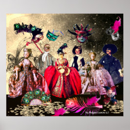 ANTIQUE ITALIENISCHE PUPPETS MASQUERADE COSTUME PA POSTER