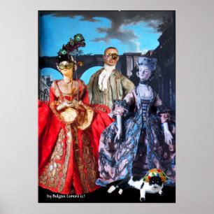 ANTIQUE ITALIENISCHE PUPPETS MASQUERADE COSTUME PA POSTER