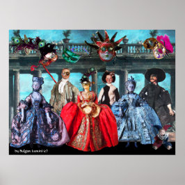 ANTIQUE ITALIENISCHE PUPPETS MASQUERADE COSTUME PA POSTER