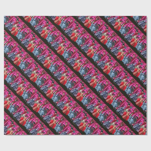 ANTIQUE ITALIENISCHE PUPPETS MASQUERADE MASKEN,KOS GESCHENKPAPIER (Flach)