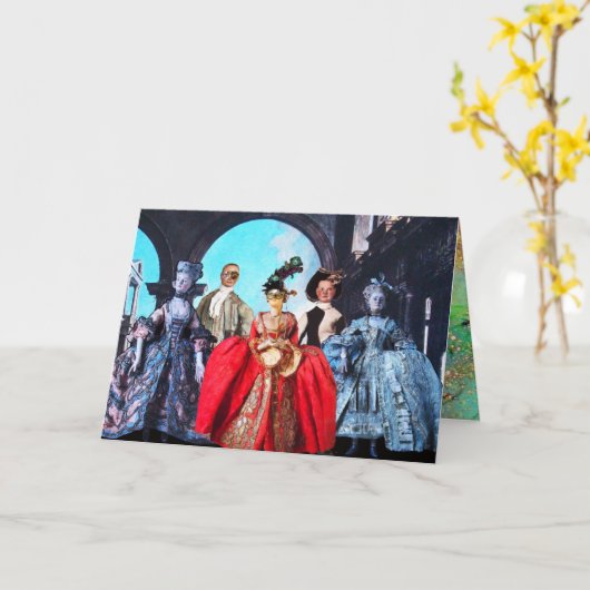 ANTIQUE ITALIENISCHE PUPPETS MASQUERADE MASKS COST KARTE (Gelbe Blume)