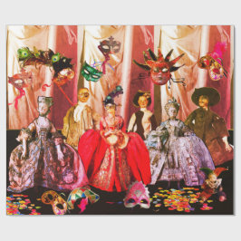 ANTIQUE ITALIENISCHE PUPPETS UND MASKEN MASQUERADE GESCHENKPAPIER