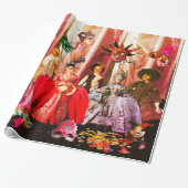 ANTIQUE ITALIENISCHE PUPPETS UND MASKEN MASQUERADE GESCHENKPAPIER (Ungerollt)