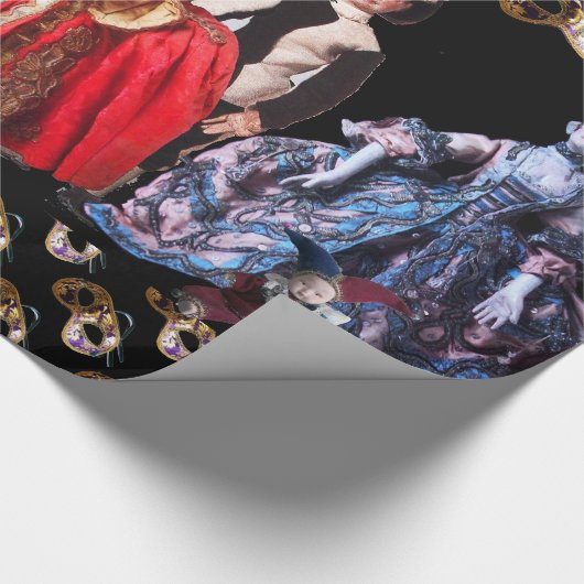 ANTIQUE ITALIENISCHE PUPPETS UND MASKEN MASQUERADE GESCHENKPAPIER (Ecke)