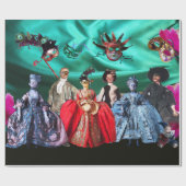 ANTIQUE ITALIENISCHE PUPPETS UND MASKEN MASQUERADE GESCHENKPAPIER (Flach)