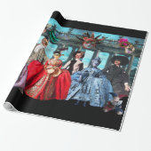 ANTIQUE ITALIENISCHE PUPPETS UND MASKEN MASQUERADE GESCHENKPAPIER (Ungerollt)