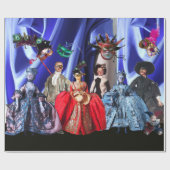 ANTIQUE ITALIENISCHE PUPPETS UND MASKEN MASQUERADE GESCHENKPAPIER (Flach)