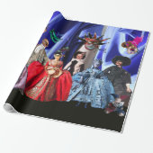 ANTIQUE ITALIENISCHE PUPPETS UND MASKEN MASQUERADE GESCHENKPAPIER (Ungerollt)