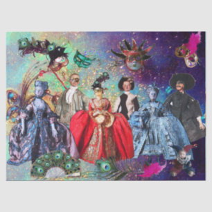 ANTIQUE ITALIENISCHE PUPPETS UND MASKEN MASQUERADE SEIDENPAPIER