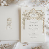 Antique Ivory Sepia Elegante Hochzeitsfeier Einladung