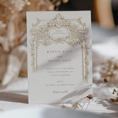 Antique Ivory Sepia Elegante Hochzeitsfeier Einladung