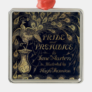 Antique Jane Austen Pride und Prejudice Pfau Silbernes Ornament