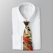 ANTIQUE JAPANESE BLUME Red Green Black Floral Ne Krawatte (Gebunden)