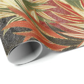 ANTIQUE JAPANESE BLUME Rote grüne Schwarze Blüte Geschenkpapier (Rolleneckpunkt)