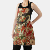 ANTIQUE JAPANESE BLUME Rote grüne Schwarze Blüte Schürze (InSitu)