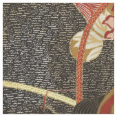 ANTIQUE JAPANESE BLUME Rote grüne Schwarze Blüte Stoff (Nahaufnahme)