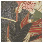 ANTIQUE JAPANESE BLUME Rote grüne Schwarze Blüte Stoff (Muster)